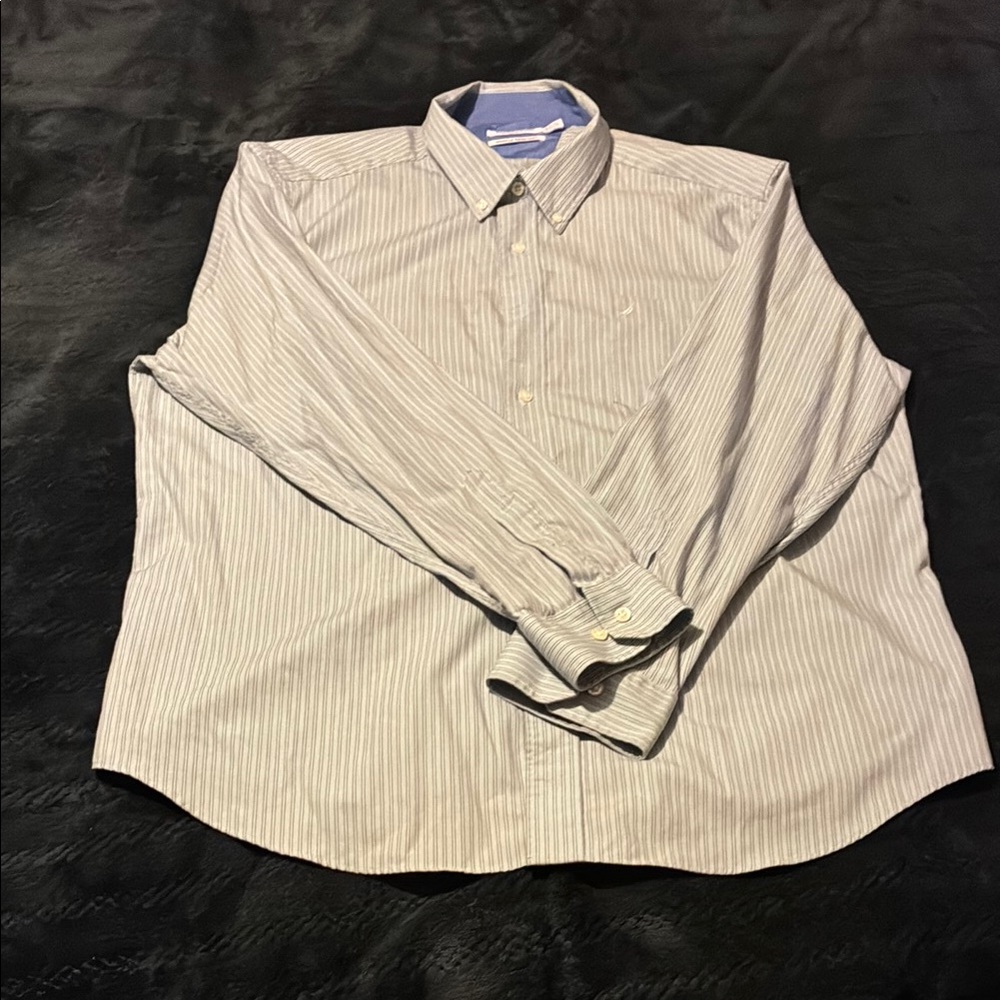 Nautica Men's Gray Striped Dress Shirt
